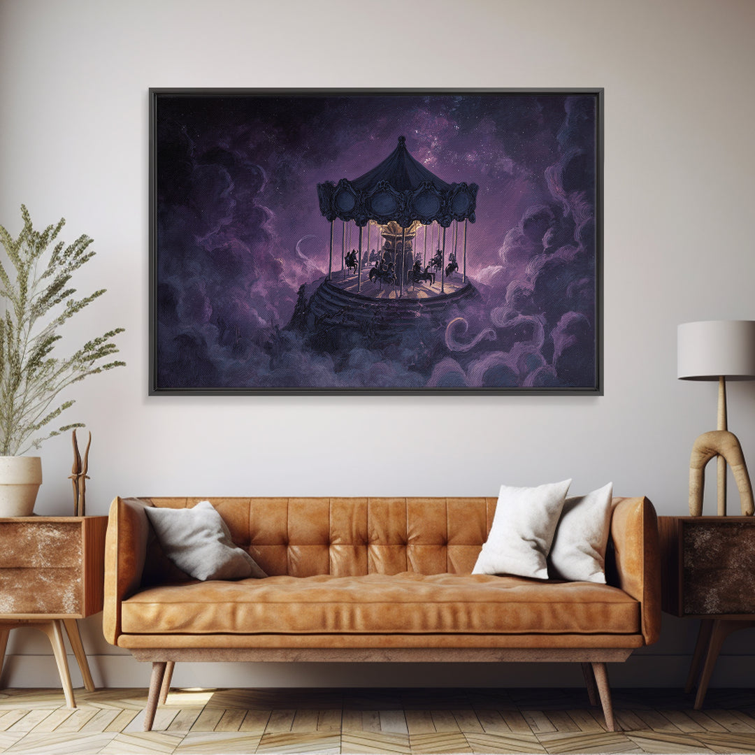 The Carousel Of Sleeping Planets, Occult Wall Decor, Landscape Wall Art, Canvas Print, Halloween Home Decor, Gothic Wall Art