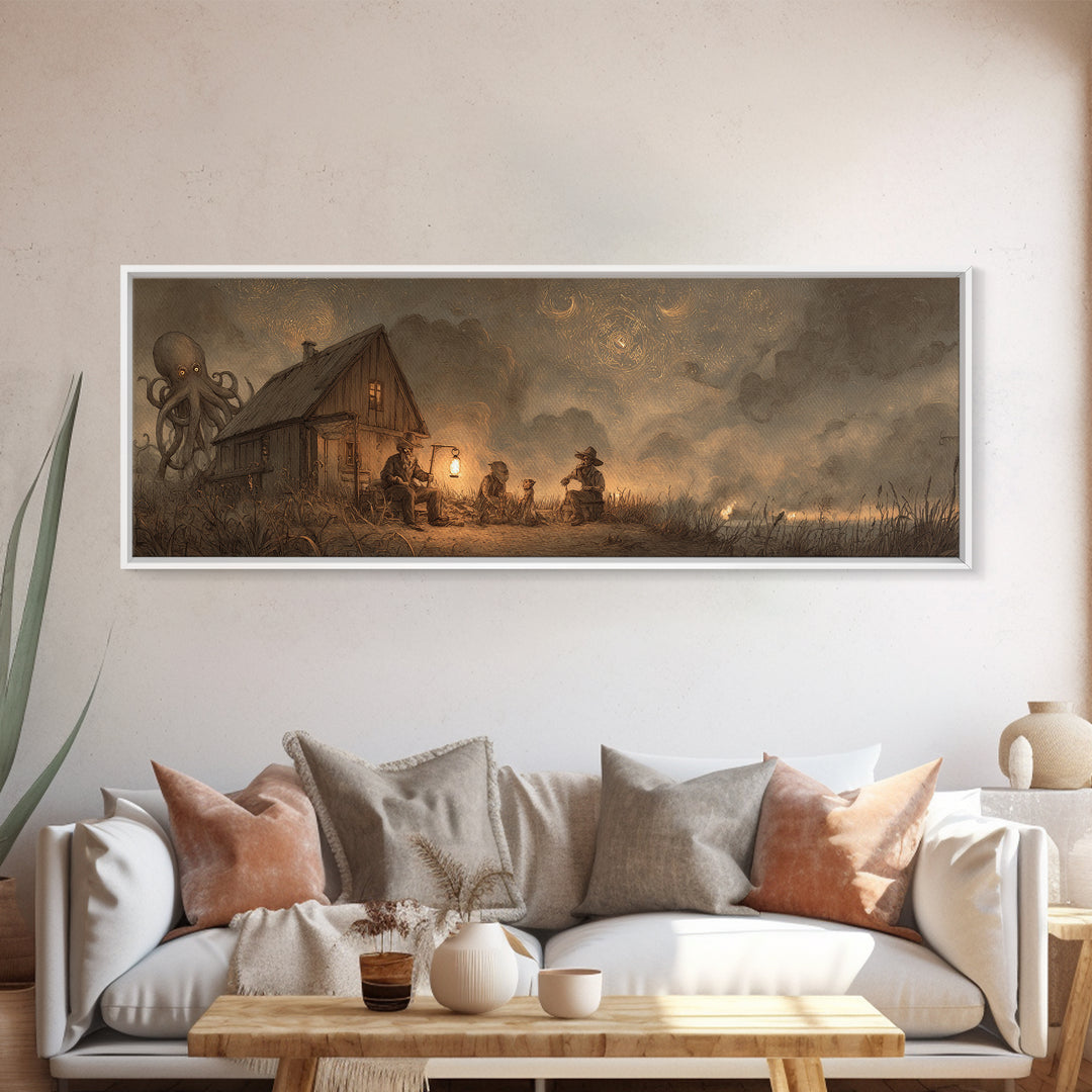 The Festival Of The Little Old Ones, Occult Wall Decor, Extra Wide Wall Art, Canvas Print, Halloween Home Decor, Gothic Wall Art