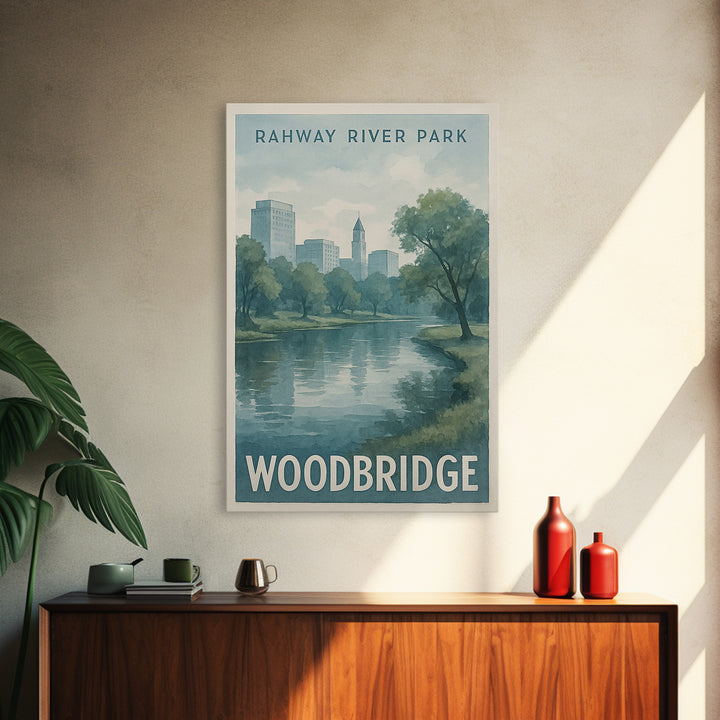 Woodbridge Virginia Travel Poster, Canvas Print, Illustrated Watercolor Poster, Woodbridge Art Print, Fine Art Print, Retro Travel Print