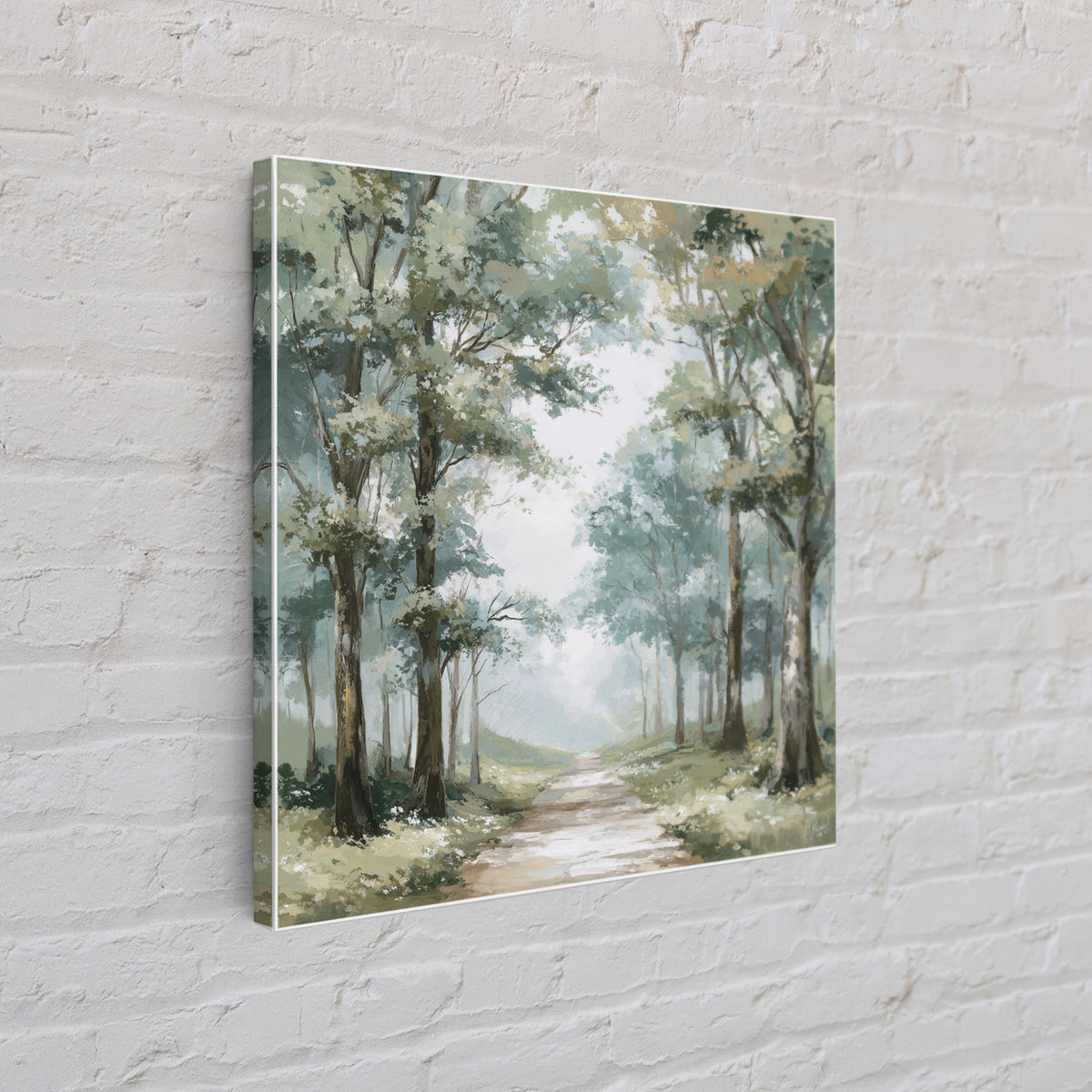 Misty Forest Path Framed Canvas Print, Waiting Room Art, Living Room Wall Art, Waiting Room Decor, Calm, Soundwave Art, WRA-1x1-11