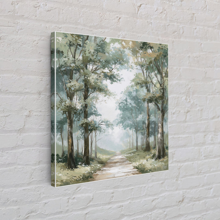 Misty Forest Path Framed Canvas Print, Waiting Room Art, Living Room Wall Art, Waiting Room Decor, Calm, Soundwave Art, WRA-1x1-11