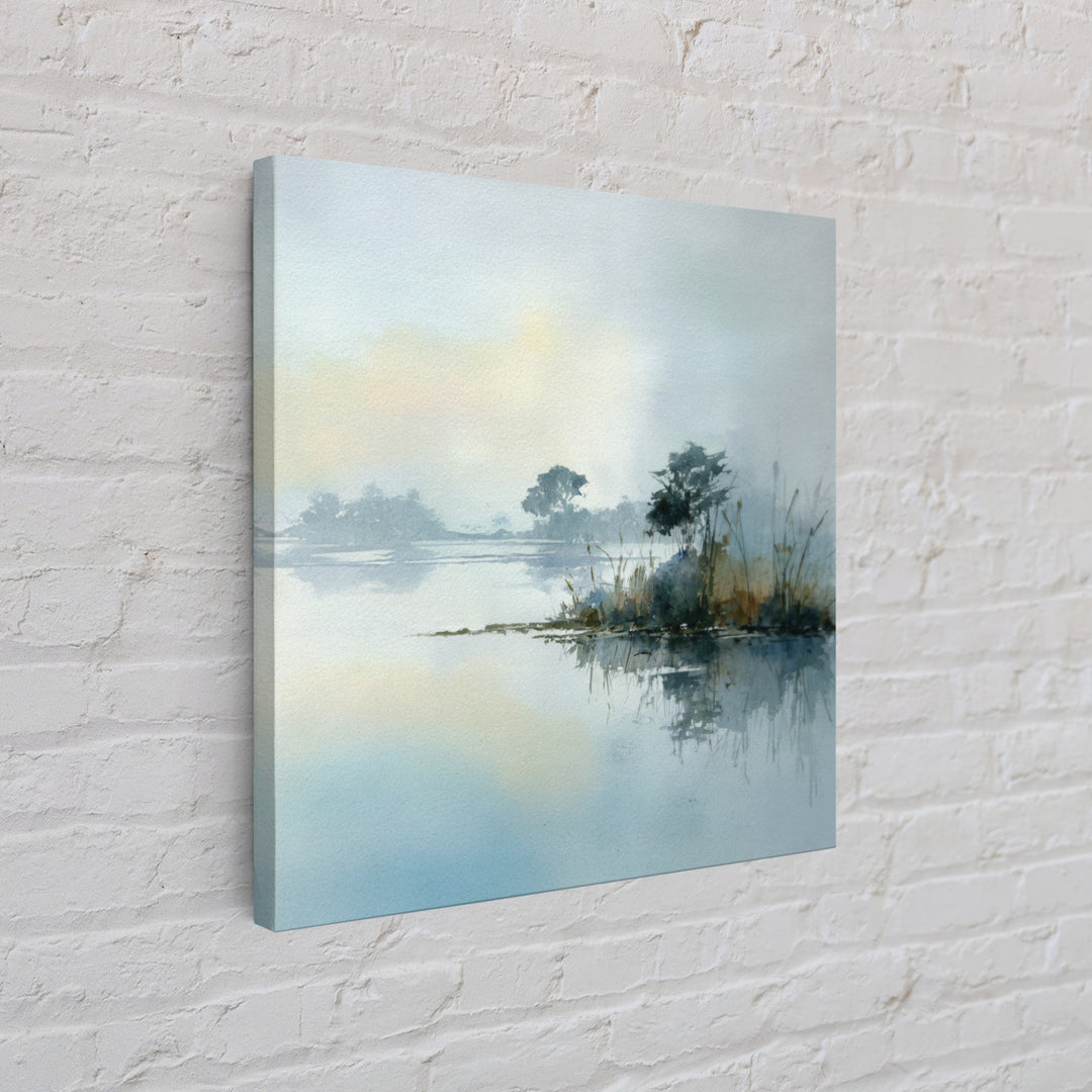Peaceful Lake Reflection at Dawn Framed Canvas Print, Waiting Room Art, Abstract Art, Waiting Room Decor, Fine Art, Calm, WRA-1x1-28