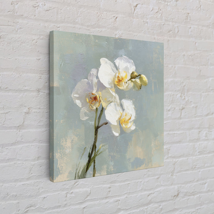 White Orchid on Light Gray Ground Canvas Print, Waiting Room Art, Office Wall Decor, Waiting Room Decor, Fine Art, Calm, WRA-1x1-31