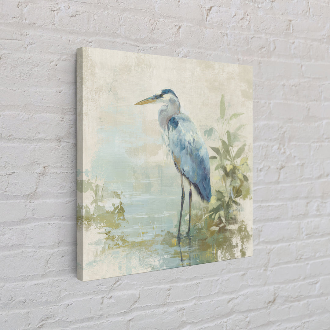 Blue Heron in Quiet Marsh Canvas Print, Waiting Room Art, Printable Art, Waiting Room Decor, Watercolor Art, Calm, WRA-1x1-36