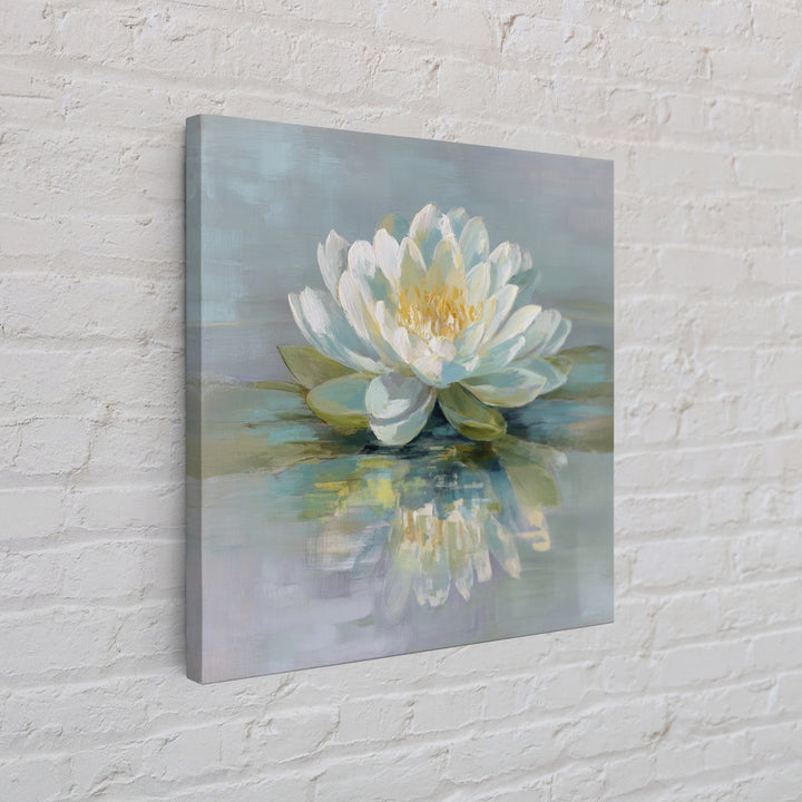 Lotus Flower on Still Water Framed Canvas Print, Waiting Room Art, Office Art, Waiting Room Decor, Calm, Gallery Decor, WRA-1x1-39