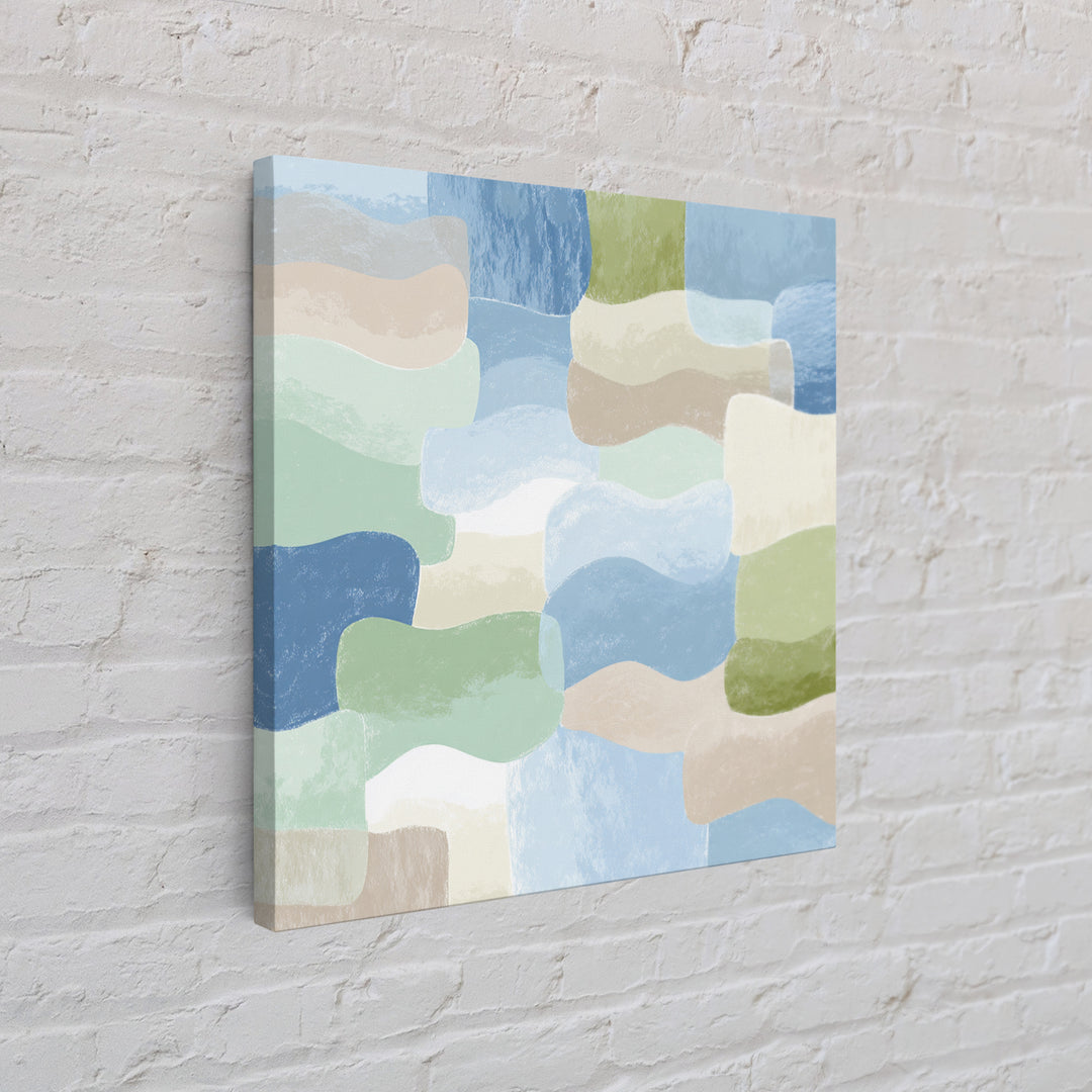 Pastel Rainbow Shapes for Pediatric Spaces Framed Canvas Print, Waiting Room Art, Dental Wall Art, Waiting Room Decor, Calm, WRA-1x1-42