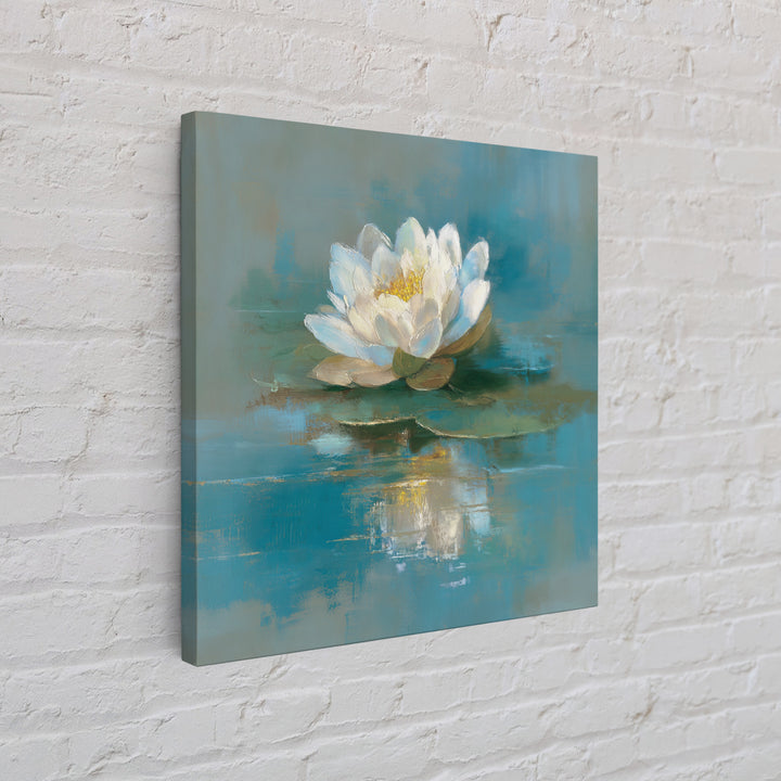 Lotus Flower on Still Water Framed Canvas Print, Waiting Room Art, Photography Print, Waiting Room Decor, Oil Painting, Calm, WRA-1x1-63