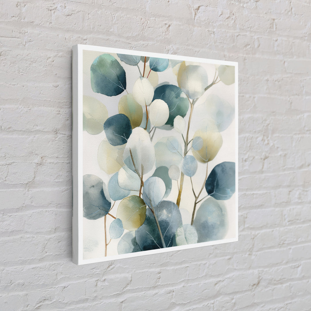 Clean Eucalyptus Leaf Study Framed Canvas Print, Waiting Room Art, Gallery Decor, Waiting Room Decor, Oil Painting, Calm, WRA-1x1-65