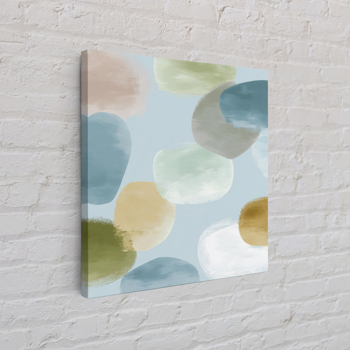 Pastel Rainbow Shapes for Pediatric Spaces Framed Canvas Print, Waiting Room Art, Dental Wall Art, Waiting Room Decor, Calm, WRA-1x1-66
