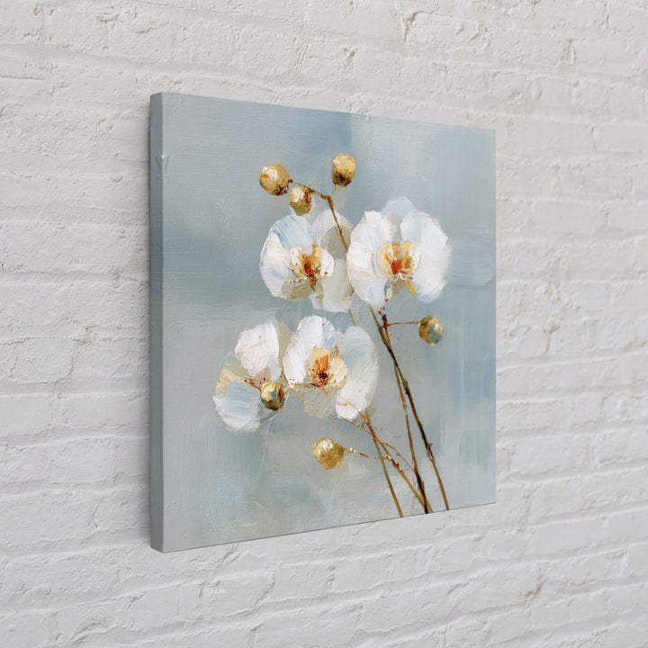 White Orchid on Light Gray Ground Framed Canvas Print, Waiting Room Art, Wall Sculpture, Waiting Room Decor, Fine Art, Calm, WRA-1x1-7