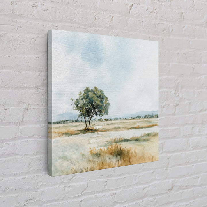 Open Field with Distant Tree Framed Canvas Print, Waiting Room Art, Therapy Office Decor, Waiting Room Decor, Fine Art, Calm, WRA-1x1-71