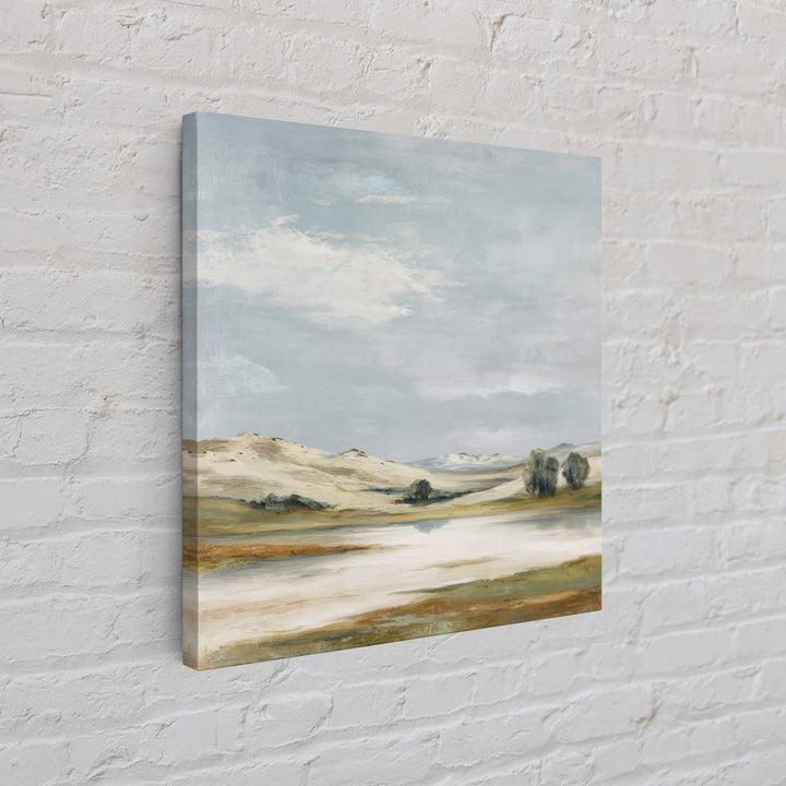 Calming Landscape with Open Sky and Gentle Framed Canvas Print, Waiting Room Art, Waiting Room Decor, Watercolor Art, Calm, WRA-1x1-73