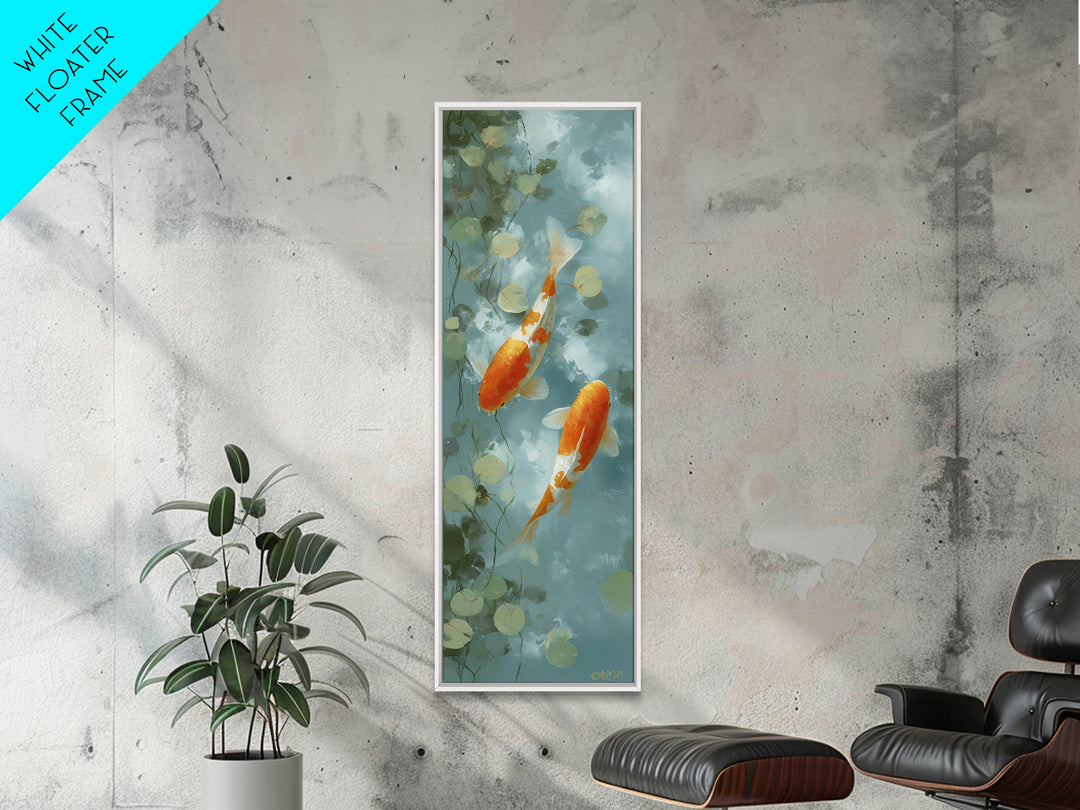 Gentle Koi Fish Canvas Print, Waiting Room Art, Landscape, Waiting Room Decor, Fine Art, Calm, Neutral Decor, Modern Decor, WRA-1x3-10