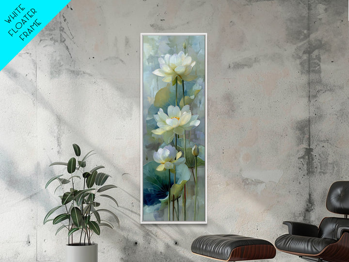 Lotus Flower on Still Water Canvas Print, Waiting Room Art, Printable Wall Art, Waiting Room Decor, Watercolor Art, Calm, WRA-1x3-27