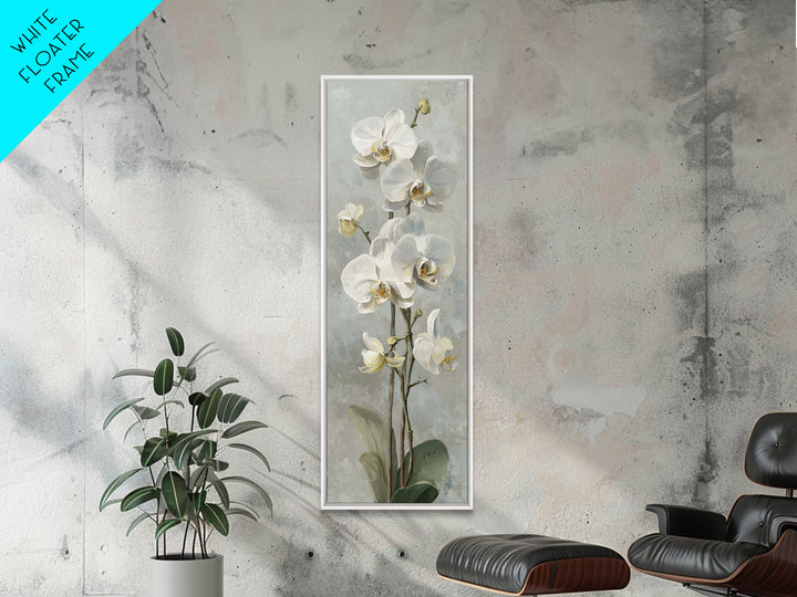White Orchid on Light Gray Ground Canvas Print, Waiting Room Art, Bedroom Decor, Waiting Room Decor, Fine Art, Calm, Abstract, WRA-1x3-43