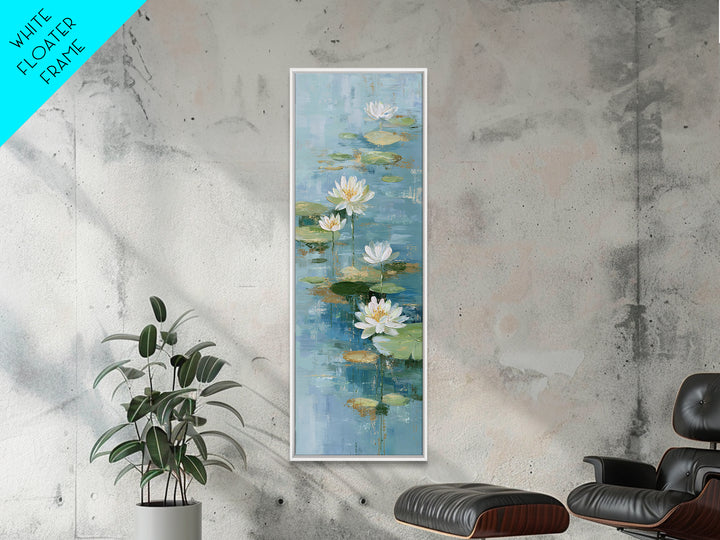 Lotus Flower on Still Water Canvas Print, Waiting Room Art, Minimalist Wall Art, Waiting Room Decor, Fine Art, Calm, Dental Art, WRA-1x3-51