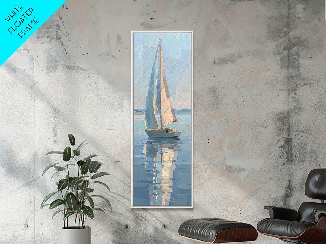 Quiet Sailboat on Calm Water Canvas Print, Waiting Room Art, Wall Sculpture, Waiting Room Decor, Oil Painting, Calm, WRA-1x3-55