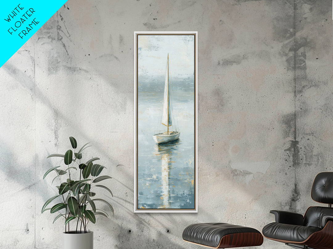 Quiet Sailboat on Calm Water Canvas Print, Waiting Room Art, Contemporary Art, Waiting Room Decor, Calm, Living Room Wall Art, WRA-1x3-7