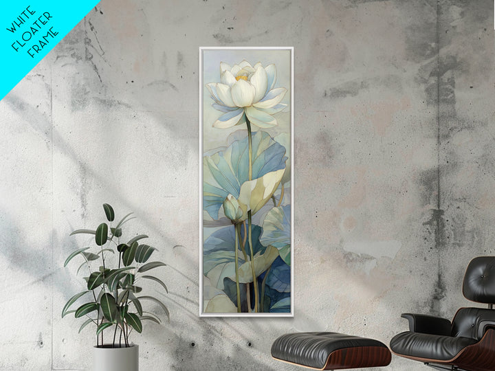 Lotus Flower on Still Water Framed Canvas Print, Waiting Room Art, Digital Art Print, Waiting Room Decor, Oil Painting, Calm, WRA-1x3-75