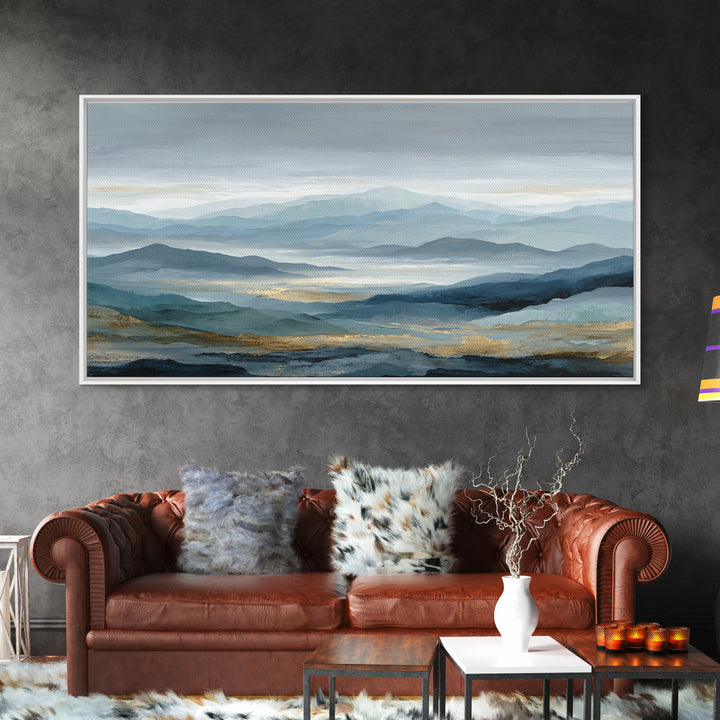 Simple Mountain Layers Framed Canvas Print, Waiting Room Art, Art Print, Waiting Room Decor, Fine Art, Calm, Abstract Art, WRA-2x1-10