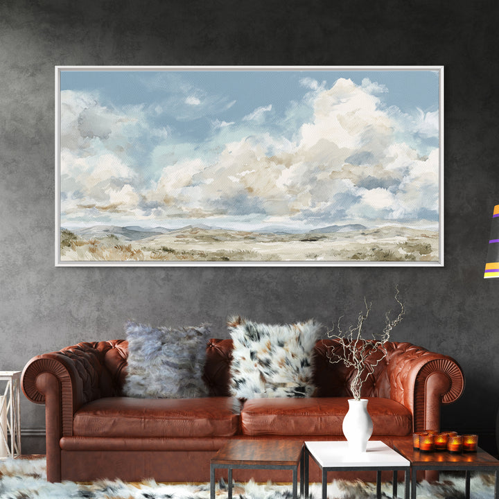 Large Cloudscape with Hopeful Light Framed Canvas Print, Waiting Room Art, Art Print, Waiting Room Decor, Fine Art, Calm, WRA-2x1-12