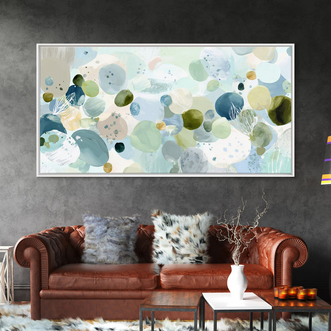 Pastel Rainbow Shapes for Pediatric Spaces Framed Canvas Print, Waiting Room Art, Fine Art Print, Waiting Room Decor, WRA-2x1-14