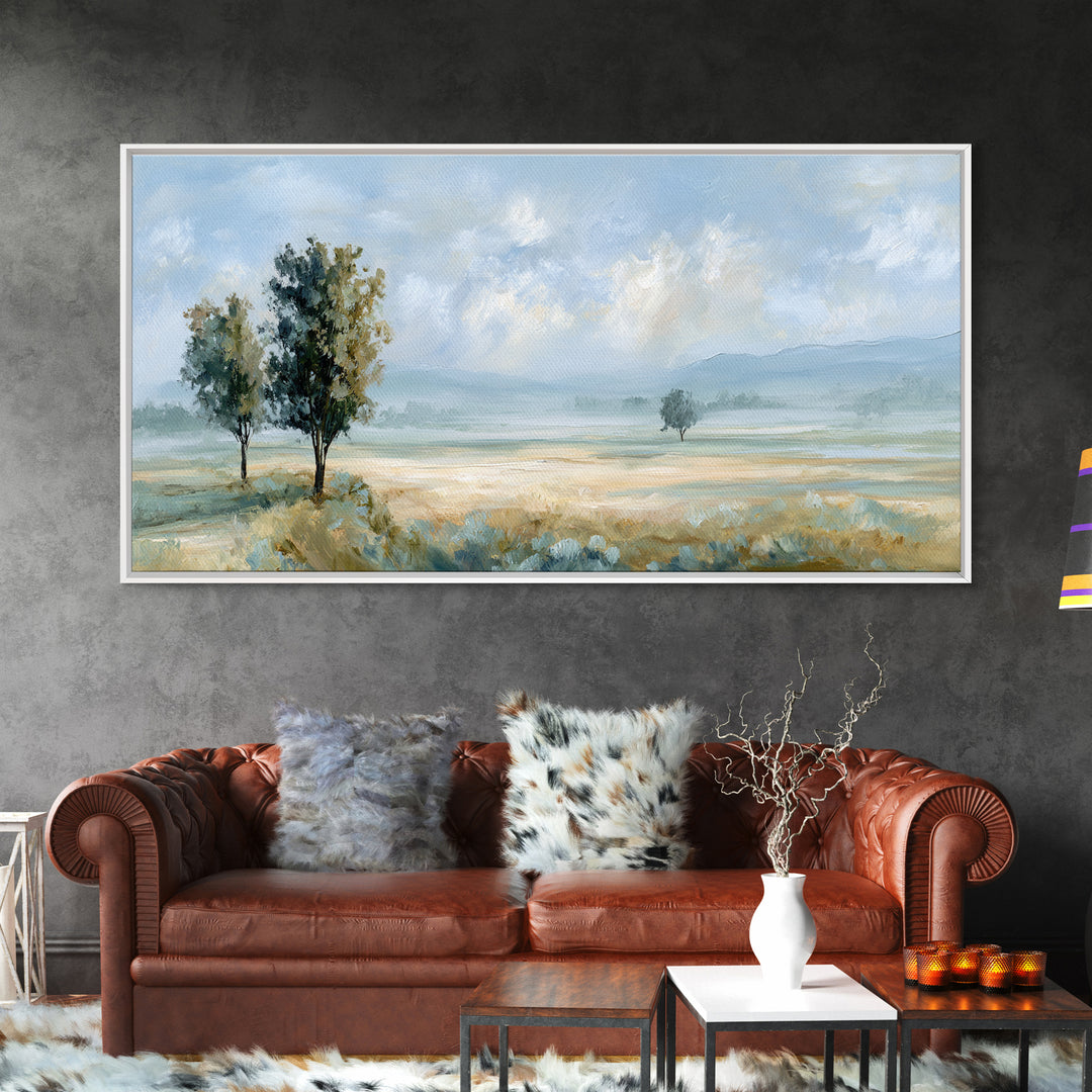 Open Field with Distant Tree Framed Canvas Print, Waiting Room Art, Therapy Office Decor, Waiting Room Decor, Fine Art, Calm, WRA-2x1-19
