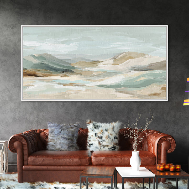 Light Marble Texture Abstract Framed Canvas Print, Waiting Room Art, Statement Artwork, Waiting Room Decor, Abstract Art, Calm, WRA-2x1-20