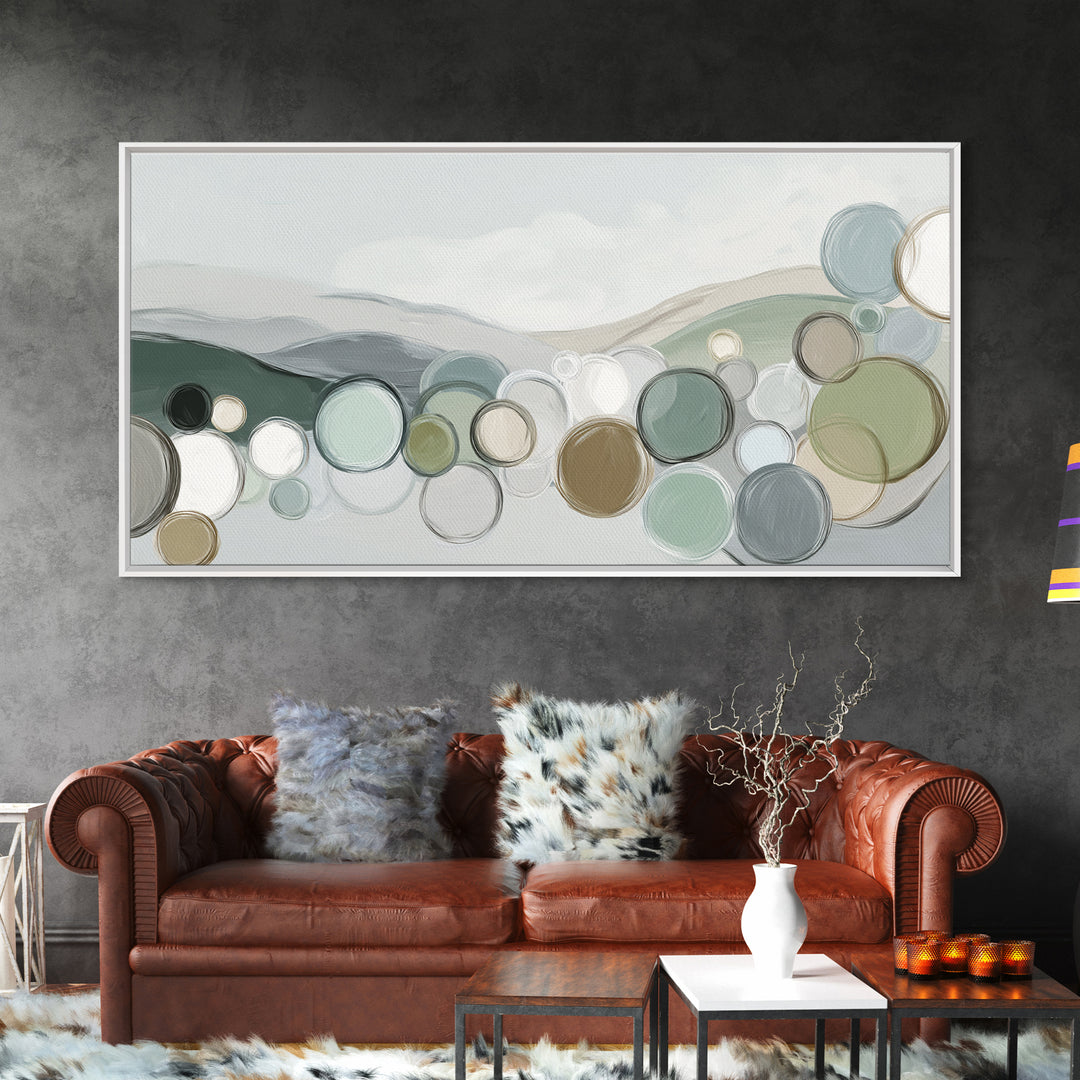 Abstract Circles Suggesting Calm Movement Framed Canvas Print, Waiting Room Art, Luxury Decor, Waiting Room Decor, Calm, WRA-2x1-30