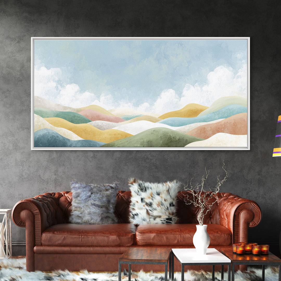 Pastel Rainbow Shapes for Pediatric Spaces Framed Canvas Print, Waiting Room Art, Fine Art Print, Waiting Room Decor, WRA-2x1-38