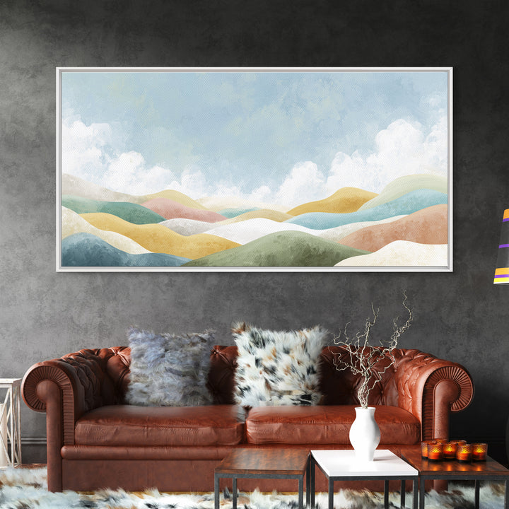 Pastel Rainbow Shapes for Pediatric Spaces Framed Canvas Print, Waiting Room Art, Fine Art Print, Waiting Room Decor, WRA-2x1-38