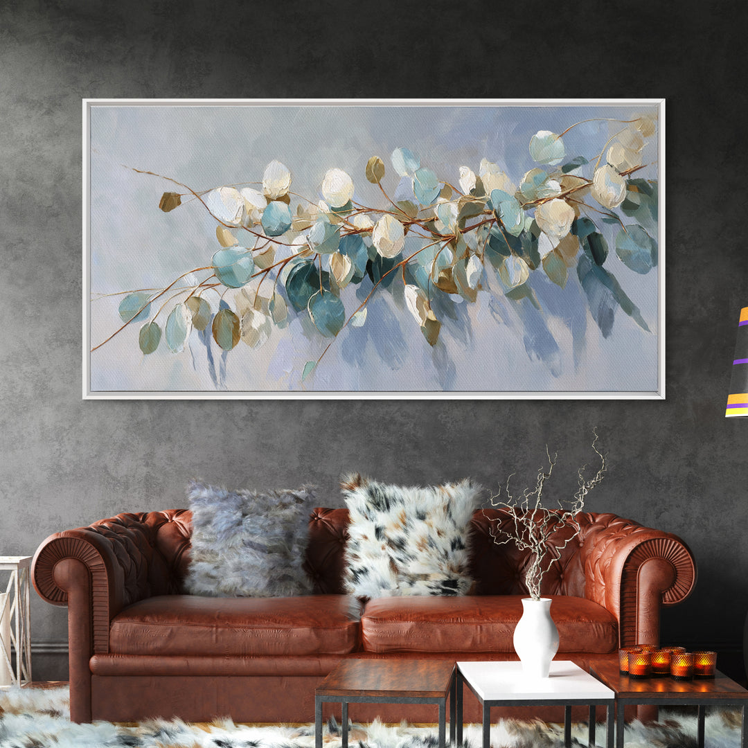 Clean Eucalyptus Leaf Study Canvas Print, Waiting Room Art, Printable Wall Art, Waiting Room Decor, Calm, Office Wall Decor, WRA-2x1-61