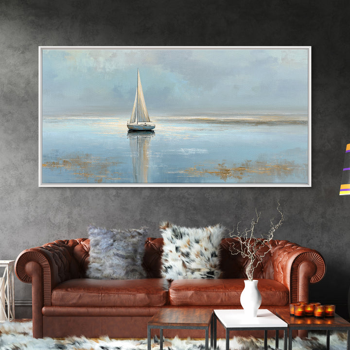 Quiet Sailboat on Calm Water Canvas Print, Waiting Room Art, Minimalist Wall Art, Waiting Room Decor, Fine Art, Calm, WRA-2x1-63