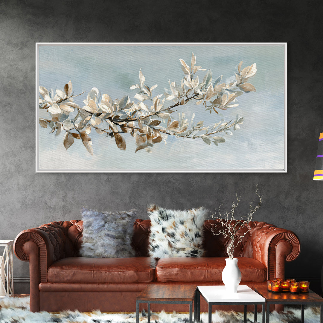 Neutral Botanical Branch Canvas Print, Waiting Room Art, Dog Wall Art, Waiting Room Decor, Fine Art, Calm, Boho Decor, WRA-2x1-71