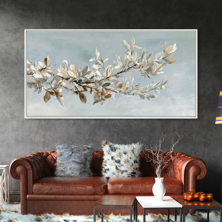 Neutral Botanical Branch Canvas Print, Waiting Room Art, Dog Wall Art, Waiting Room Decor, Fine Art, Calm, Boho Decor, WRA-2x1-71