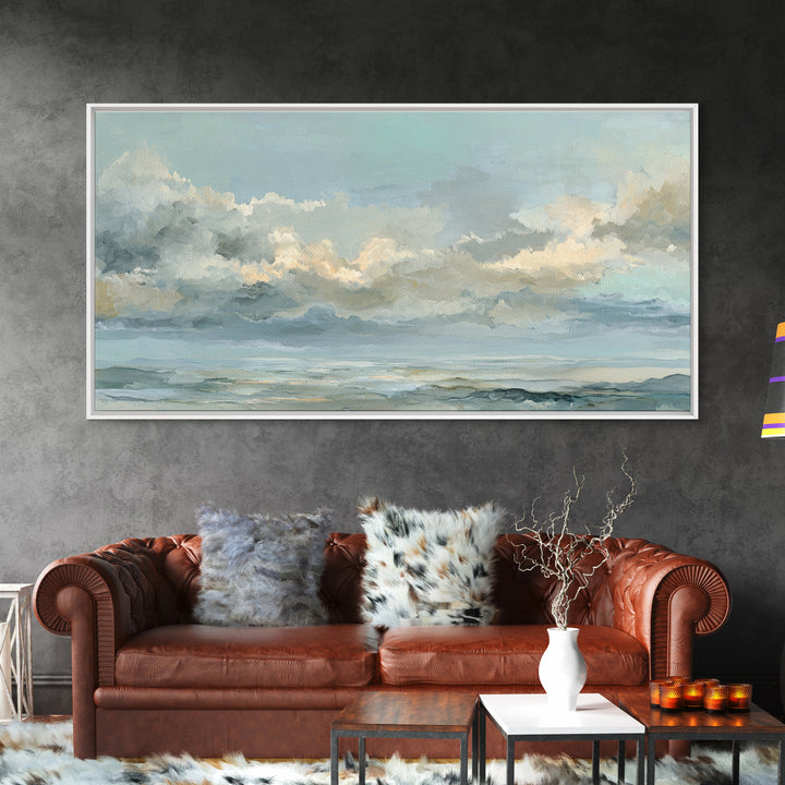 Large Cloudscape with Hopeful Light Framed Canvas Print, Waiting Room Art, Gallery Wall Art, Waiting Room Decor, Fine Art, Calm, WRA-2x1-84