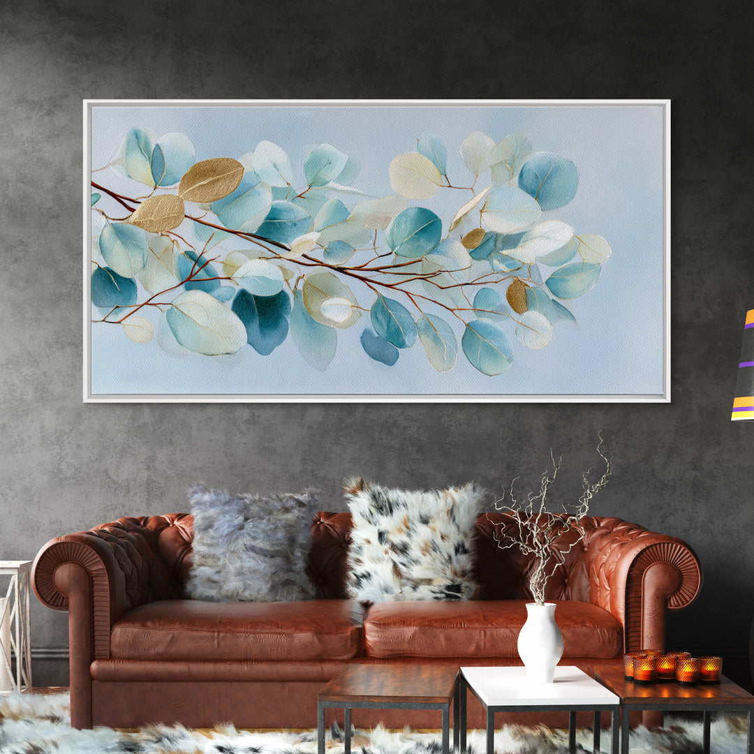 Neutral Botanical Branch Framed Canvas Print, Waiting Room Art, Fine Art, Waiting Room Decor, Oil Painting, Calm, WRA-2x1-95