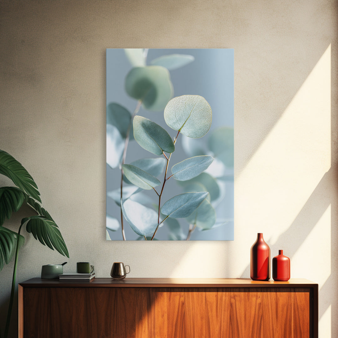 Clean Eucalyptus Leaf Study Framed Canvas Print, Waiting Room Art, Wall Art, Waiting Room Decor, Oil Painting, Calm, WRA-2x3-1