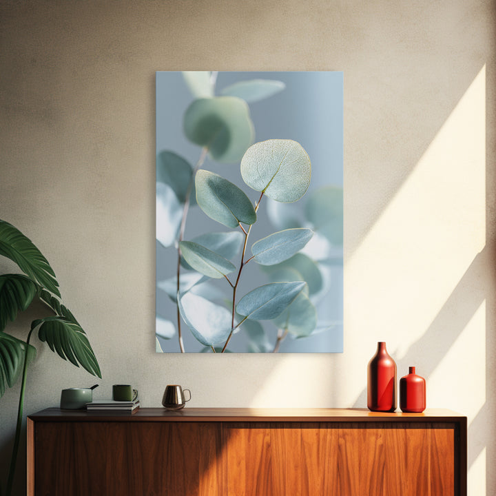 Clean Eucalyptus Leaf Study Framed Canvas Print, Waiting Room Art, Wall Art, Waiting Room Decor, Oil Painting, Calm, WRA-2x3-1