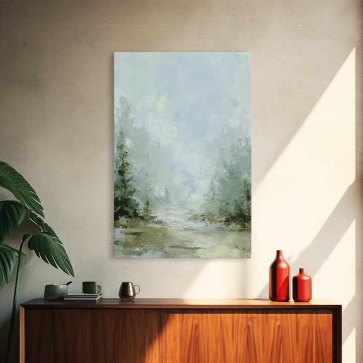 Misty Forest Path Framed Canvas Print, Waiting Room Art, Neutral Decor, Waiting Room Decor, Fine Art, Calm, Wall Art, WRA-2x3-19