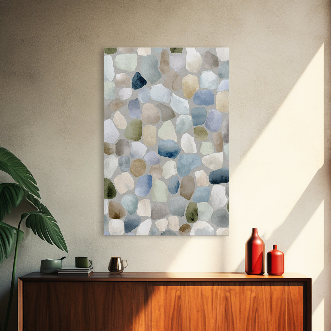 Pastel Rainbow Shapes for Pediatric Spaces Framed Canvas Print, Waiting Room Art, Boho Decor, Waiting Room Decor, Calm, WRA-2x3-2