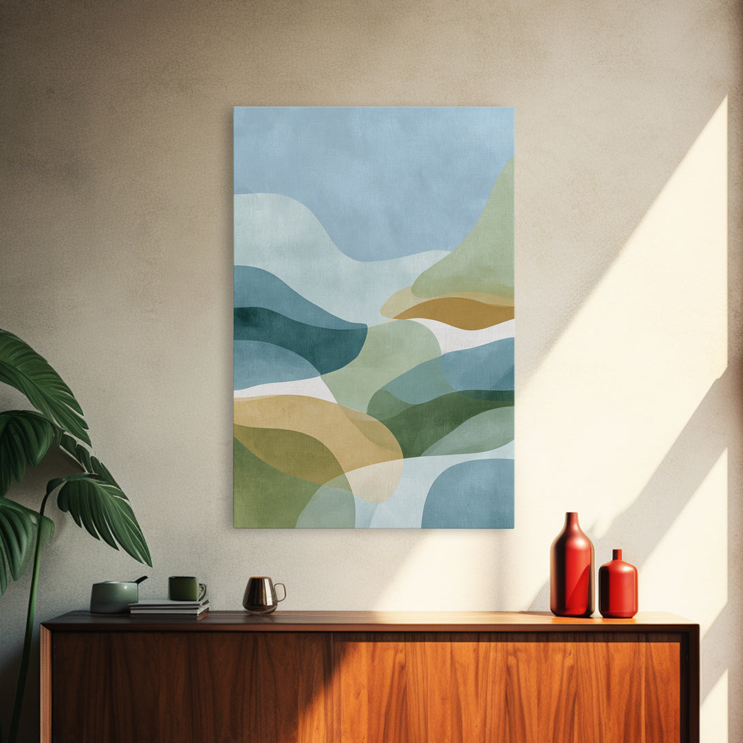 Pastel Rainbow Shapes for Pediatric Spaces Framed Canvas Print, Waiting Room Art, Boho Decor, Waiting Room Decor, Calm, WRA-2x3-26