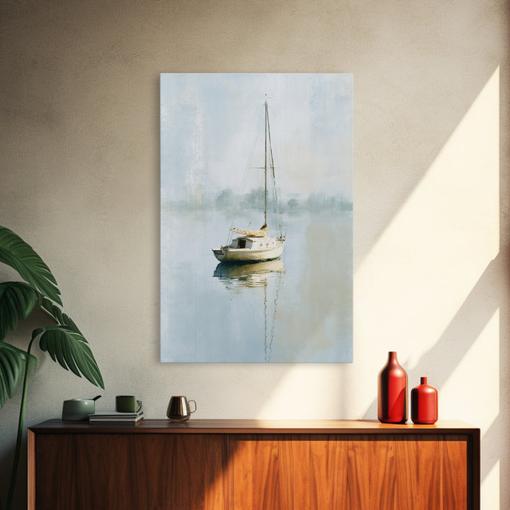 Quiet Sailboat on Calm Water Framed Canvas Print, Waiting Room Art, Dental Art, Waiting Room Decor, Fine Art, Calm, WRA-2x3-3