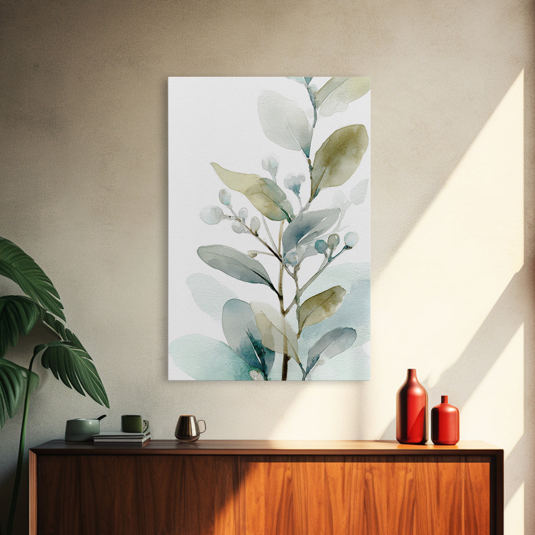 Neutral Botanical Branch Canvas Print, Waiting Room Art, Waiting Room Decor, Watercolor Art, Calm, Office Wall Art, WRA-2x3-35