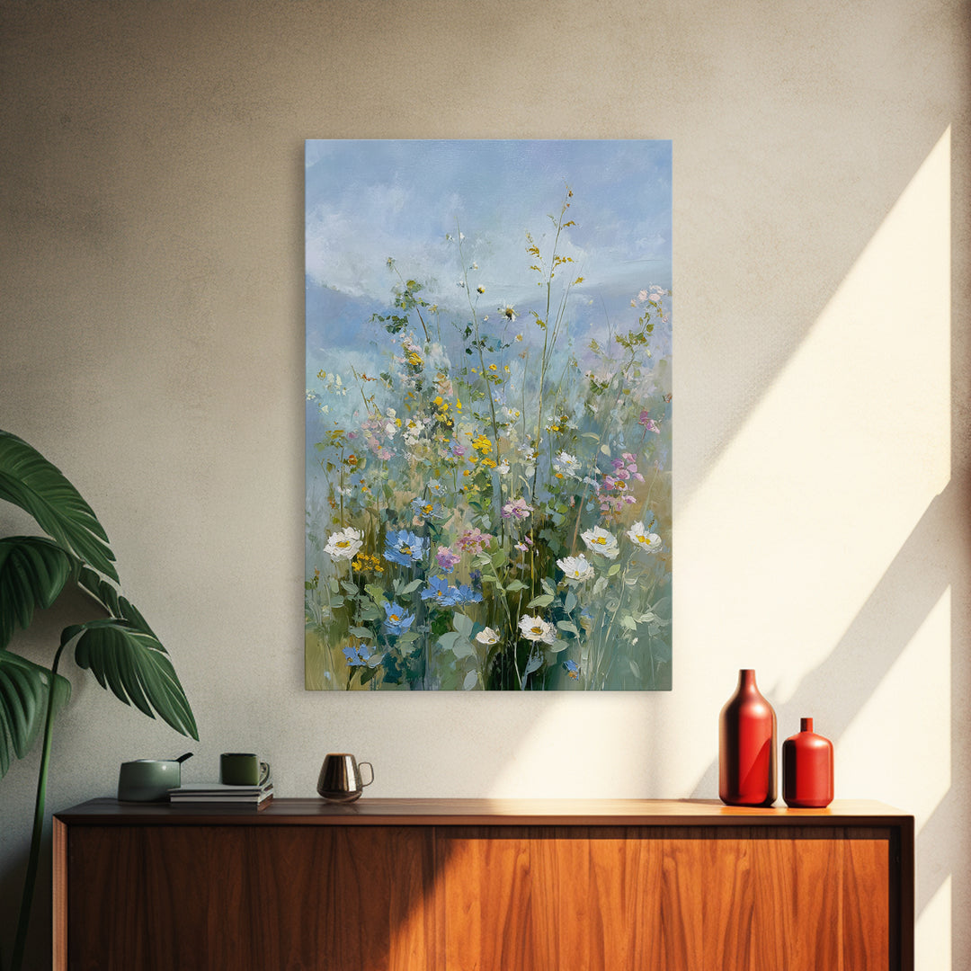 Sunlit Meadow with Wildflowers Canvas Print, Waiting Room Art, Fine Art Print, Waiting Room Decor, Watercolor Art, Calm, WRA-2x3-40