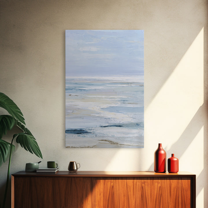 Coastal Horizon with Pale Sand and Water Framed Canvas Print, Waiting Room Art, Printable Wall Art, Waiting Room Decor, Calm, WRA-2x3-41
