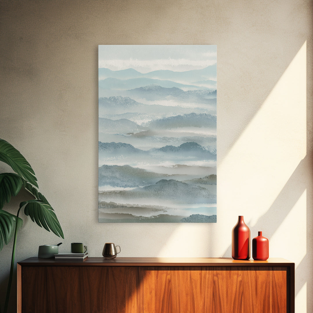 Simple Mountain Layers Framed Canvas Print, Waiting Room Art, Textured Painting, Waiting Room Decor, Calm, Printable Art, WRA-2x3-46