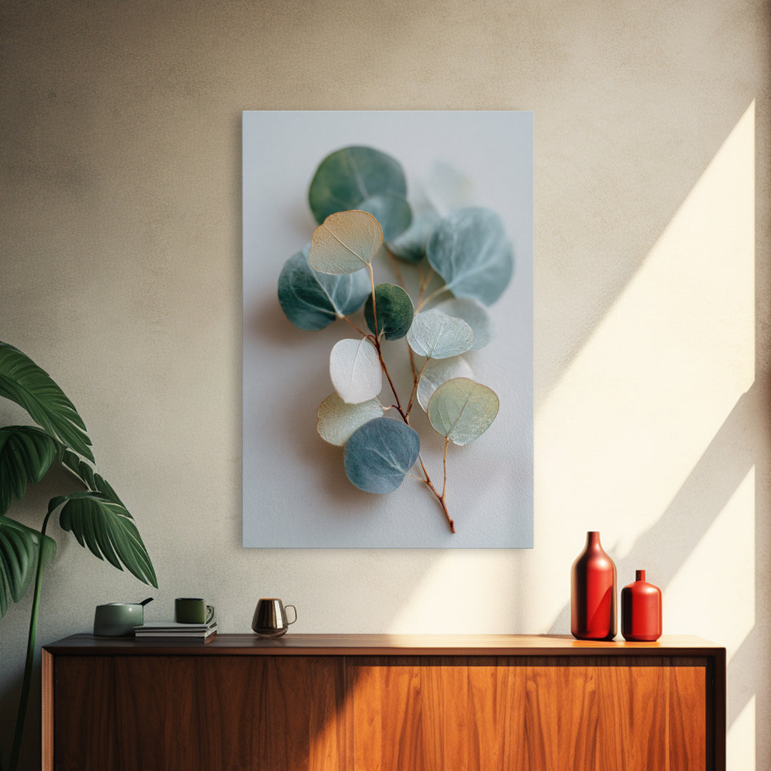 Clean Eucalyptus Leaf Study Framed Canvas Print, Waiting Room Art, Living Room Wall Art, Waiting Room Decor, Watercolor Art, WRA-2x3-73