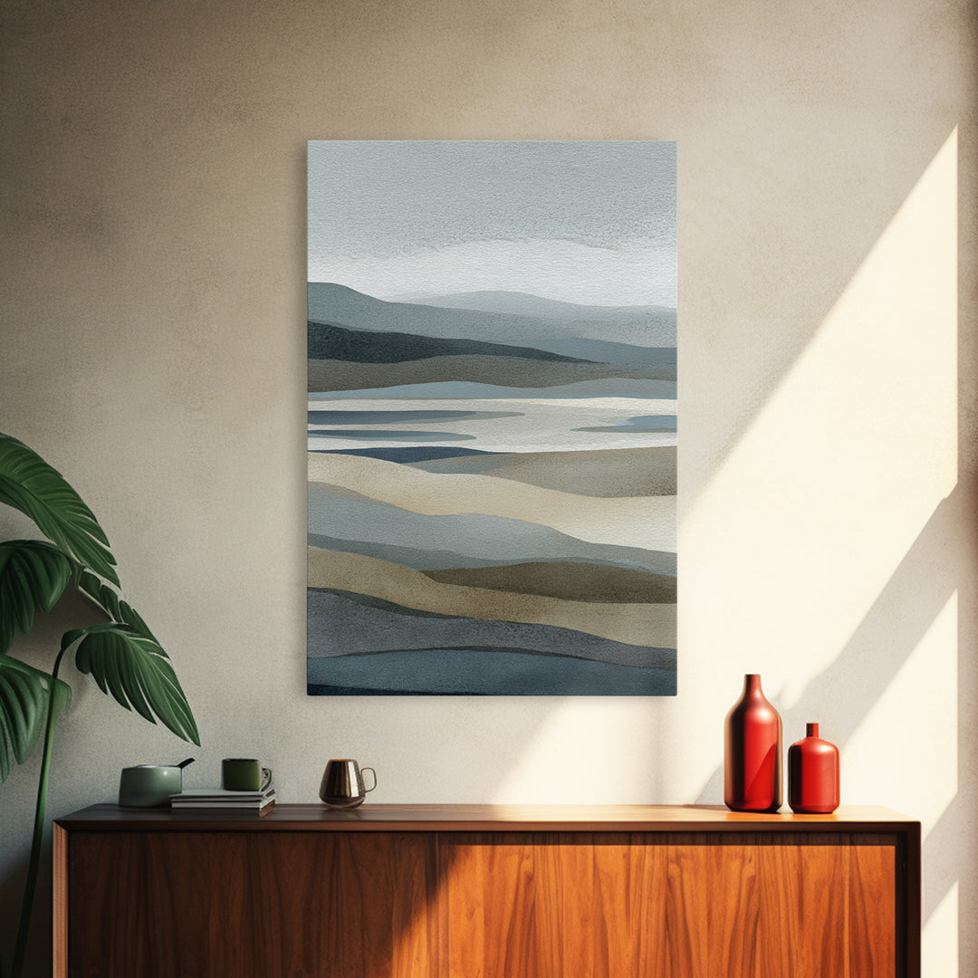 Simple Mountain Layers Framed Canvas Print, Waiting Room Art, Bedroom Decor, Waiting Room Decor, Fine Art, Calm, Abstract, WRA-2x3-94