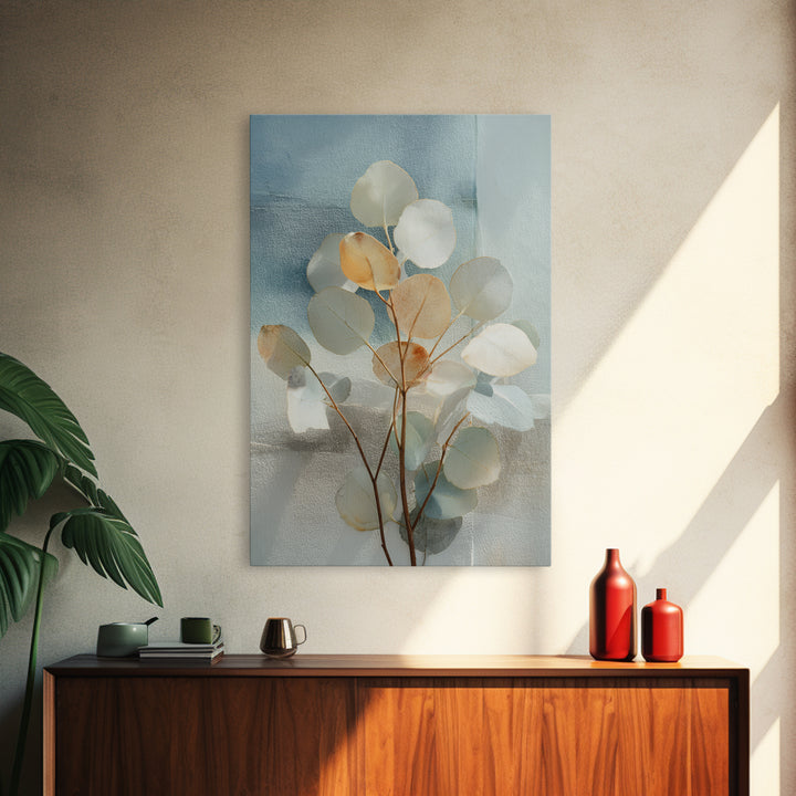 Clean Eucalyptus Leaf Study Framed Canvas Print, Waiting Room Art, Living Room Wall Art, Waiting Room Decor, Watercolor Art, WRA-2x3-97